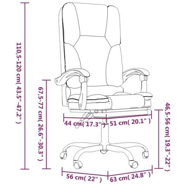 vidaXL Massage Reclining Office Chair Gray Faux Leather - Image 11