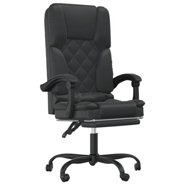 vidaXL Massage Reclining Office Chair Black Faux Leather - Image 2