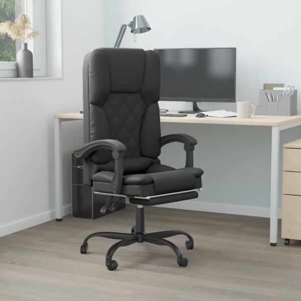 vidaXL Massage Reclining Office Chair Black Faux Leather