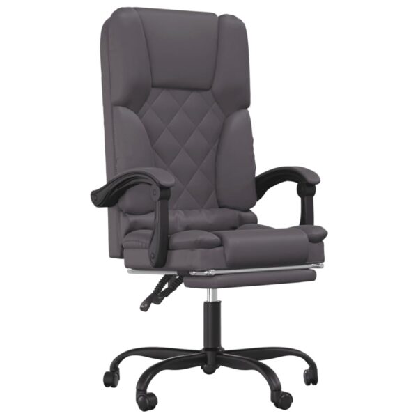 vidaXL Massage Reclining Office Chair Gray Faux Leather - Image 2