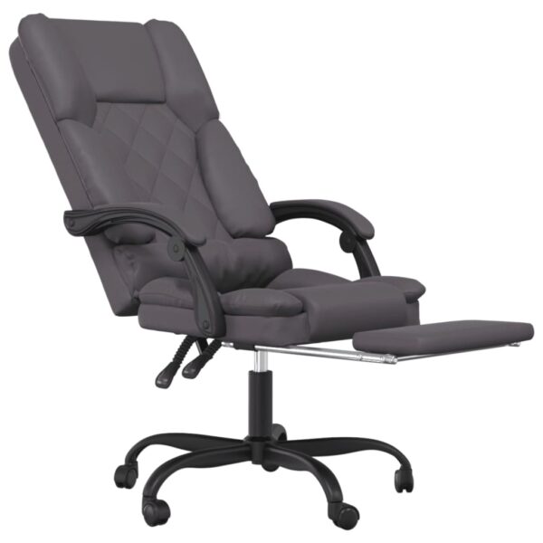 vidaXL Massage Reclining Office Chair Gray Faux Leather - Image 6