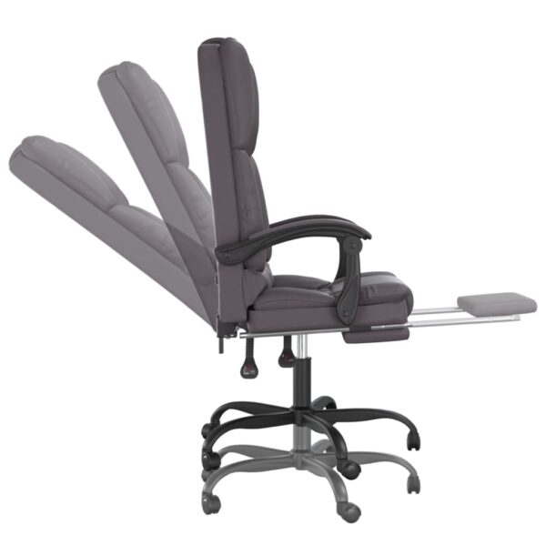 vidaXL Massage Reclining Office Chair Gray Faux Leather - Image 7