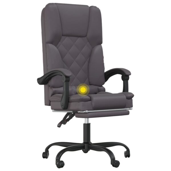 vidaXL Massage Reclining Office Chair Gray Faux Leather - Image 8