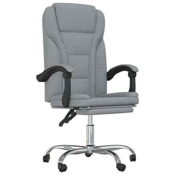 vidaXL Reclining Office Chair Light Gray Fabric - Image 2