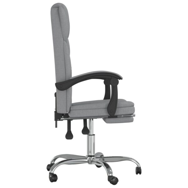 vidaXL Reclining Office Chair Light Gray Fabric - Image 4