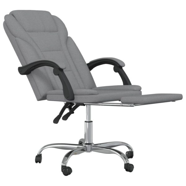 vidaXL Reclining Office Chair Light Gray Fabric - Image 6