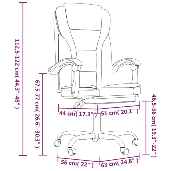 vidaXL Reclining Office Chair Dark Gray Fabric - Image 11