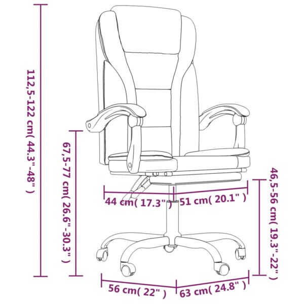 vidaXL Reclining Office Chair Black Faux Leather - Image 11