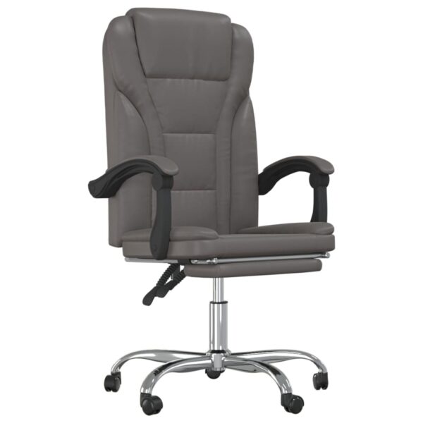 vidaXL Reclining Office Chair Gray Faux Leather - Image 2