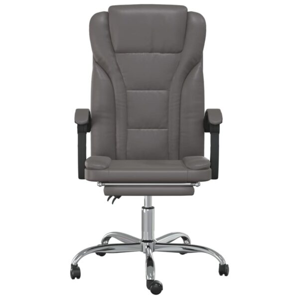 vidaXL Reclining Office Chair Gray Faux Leather - Image 3