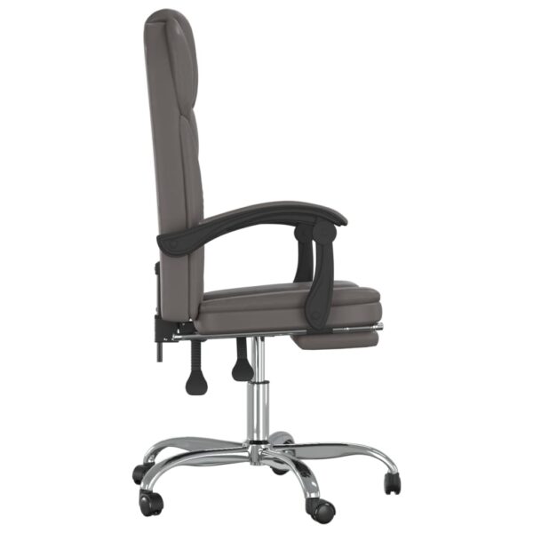 vidaXL Reclining Office Chair Gray Faux Leather - Image 4