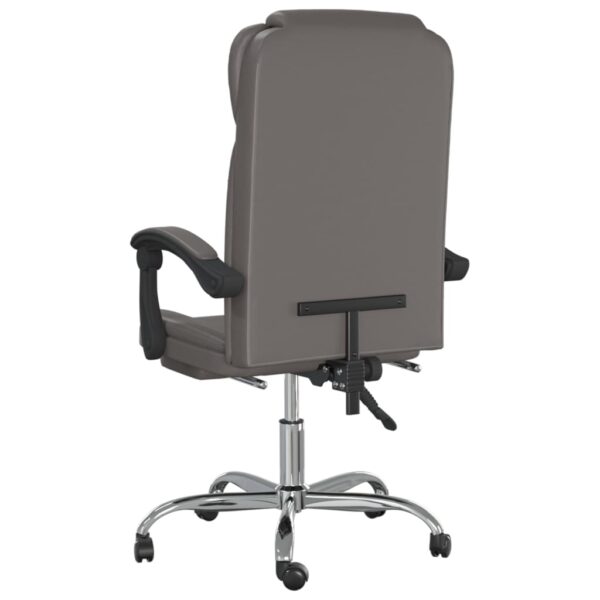 vidaXL Reclining Office Chair Gray Faux Leather - Image 5