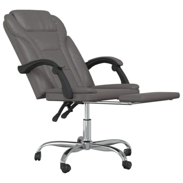 vidaXL Reclining Office Chair Gray Faux Leather - Image 6