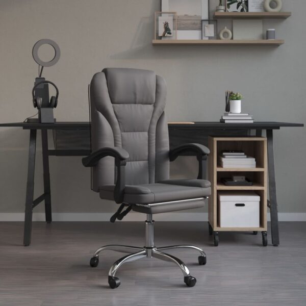 vidaXL Reclining Office Chair Gray Faux Leather