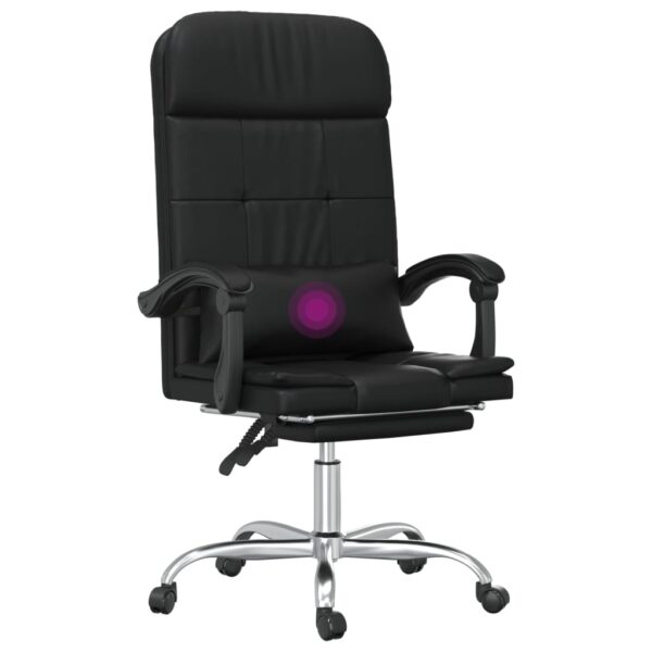 vidaXL Massage Reclining Office Chair Black Faux Leather - Image 9