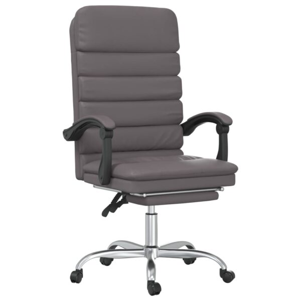 vidaXL Massage Reclining Office Chair Gray Faux Leather - Image 2