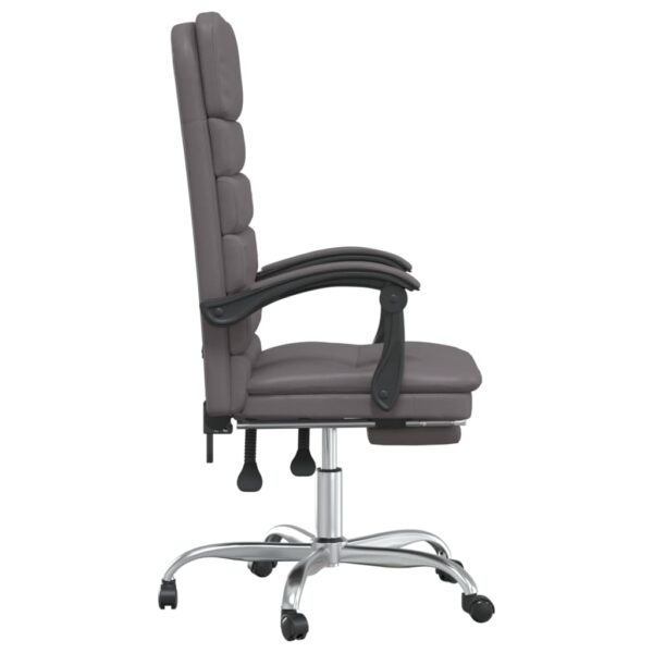 vidaXL Massage Reclining Office Chair Gray Faux Leather - Image 4