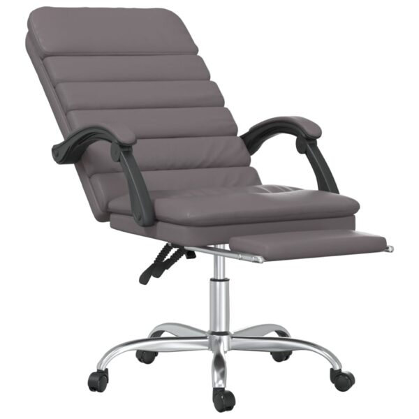 vidaXL Massage Reclining Office Chair Gray Faux Leather - Image 6