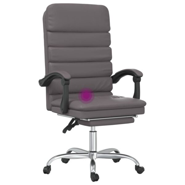 vidaXL Massage Reclining Office Chair Gray Faux Leather - Image 9