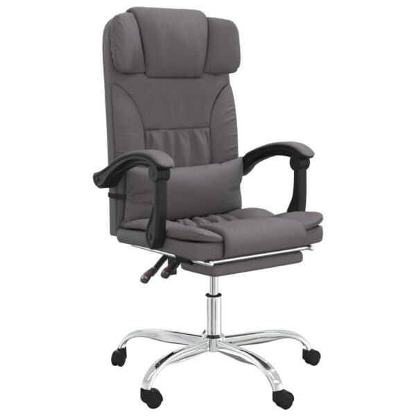 vidaXL Massage Reclining Office Chair Gray Faux Leather - Image 2