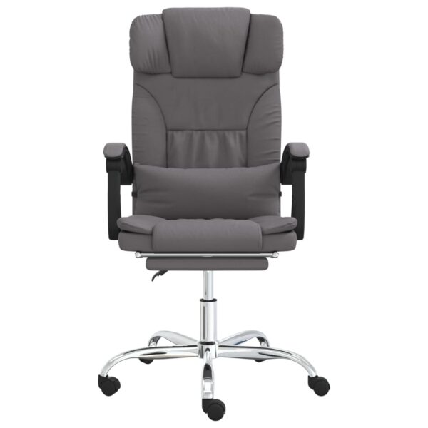 vidaXL Massage Reclining Office Chair Gray Faux Leather - Image 3