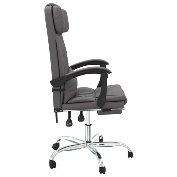 vidaXL Massage Reclining Office Chair Gray Faux Leather - Image 4