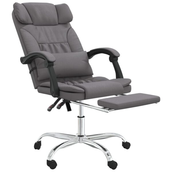 vidaXL Massage Reclining Office Chair Gray Faux Leather - Image 6