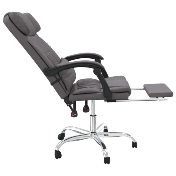 vidaXL Massage Reclining Office Chair Gray Faux Leather - Image 7