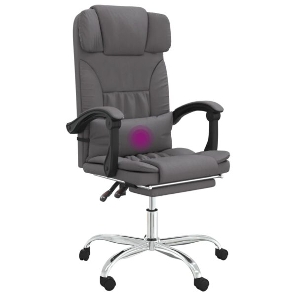 vidaXL Massage Reclining Office Chair Gray Faux Leather - Image 9