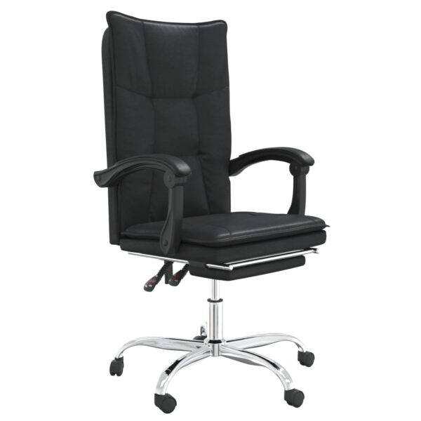 vidaXL Reclining Office Chair Black Faux Leather - Image 2