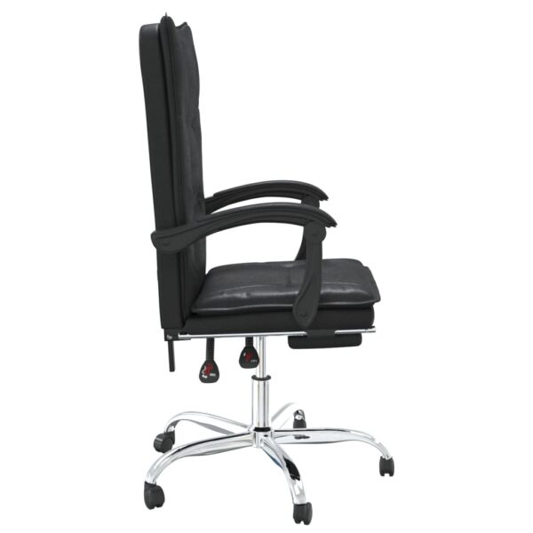 vidaXL Reclining Office Chair Black Faux Leather - Image 4