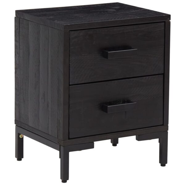 vidaXL Bedside Cabinet Black 14.2"x11.8"x17.7" Solid Wood Pine - Image 2