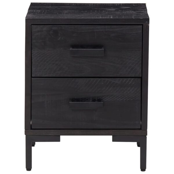 vidaXL Bedside Cabinet Black 14.2"x11.8"x17.7" Solid Wood Pine - Image 3