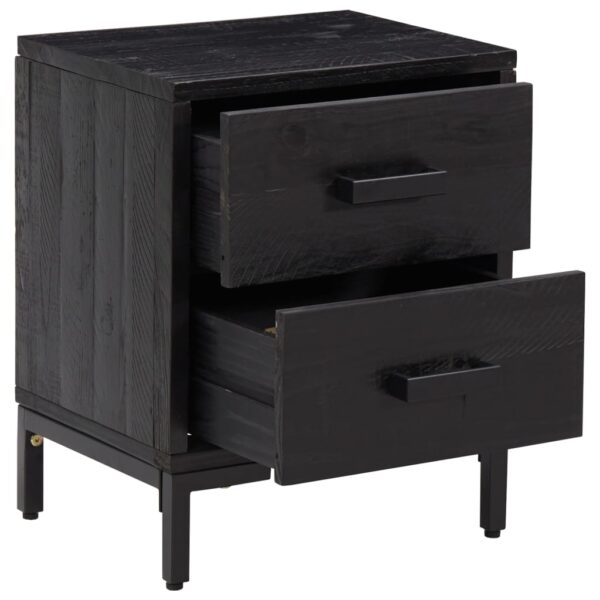 vidaXL Bedside Cabinet Black 14.2"x11.8"x17.7" Solid Wood Pine - Image 4