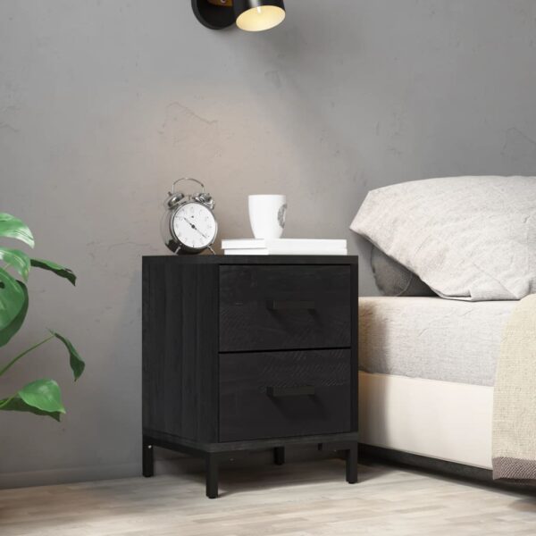 vidaXL Bedside Cabinet Black 14.2"x11.8"x17.7" Solid Wood Pine