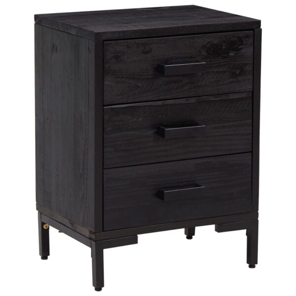 vidaXL Bedside Cabinet Black 15.7"x11.8"x21.7" Solid Wood Pine - Image 2