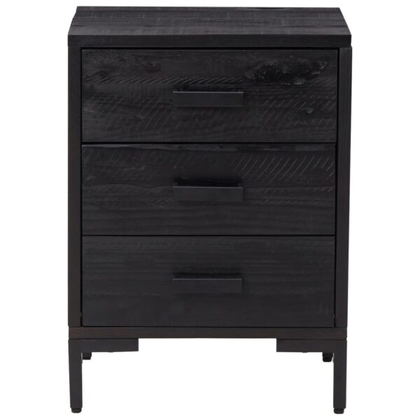 vidaXL Bedside Cabinet Black 15.7"x11.8"x21.7" Solid Wood Pine - Image 3