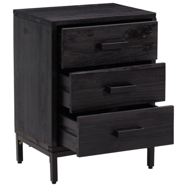 vidaXL Bedside Cabinet Black 15.7"x11.8"x21.7" Solid Wood Pine - Image 4