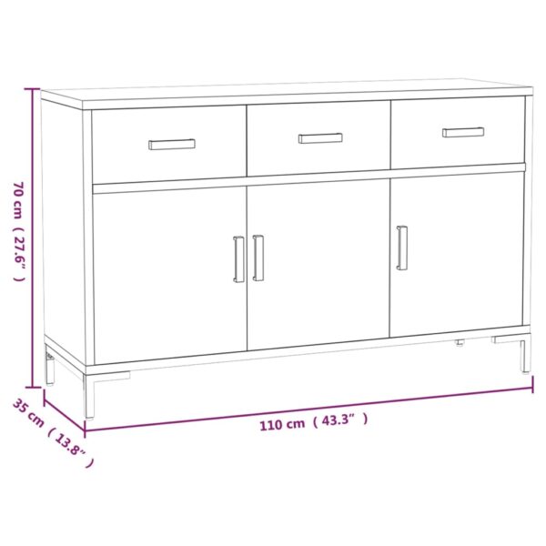 vidaXL Sideboard Brown 43.3"x13.8"x27.6" Solid Wood Pine - Image 7