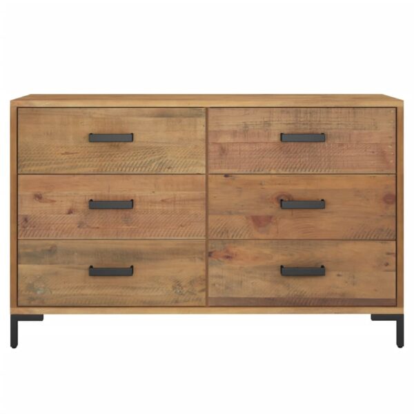 vidaXL Sideboard Brown 43.3"x13.8"x27.6" Solid Wood Pine - Image 3