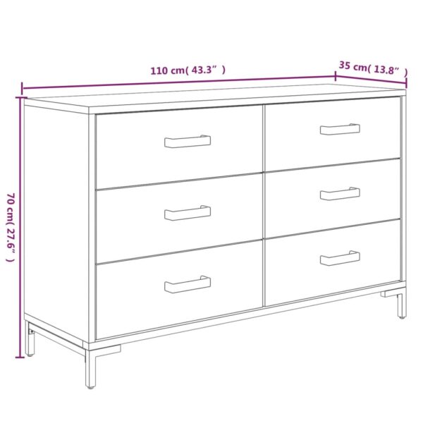 vidaXL Sideboard Brown 43.3"x13.8"x27.6" Solid Wood Pine - Image 7