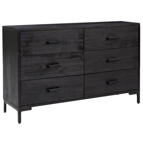 vidaXL Sideboard Black 43.3"x13.8"x27.6" Solid Wood Pine - Image 2