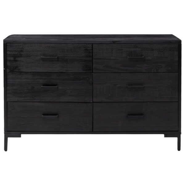 vidaXL Sideboard Black 43.3"x13.8"x27.6" Solid Wood Pine - Image 3