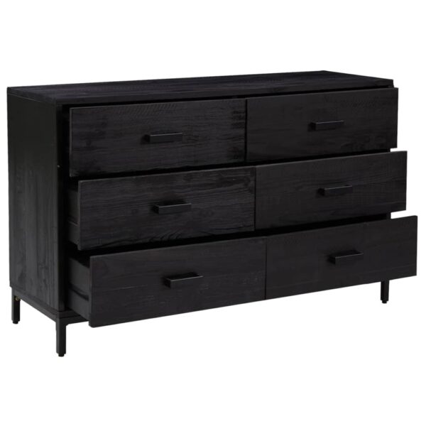 vidaXL Sideboard Black 43.3"x13.8"x27.6" Solid Wood Pine - Image 4