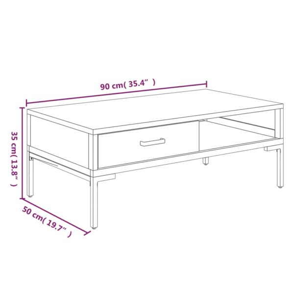 vidaXL Coffee Table 35.4"x19.7"x13.8" Solid Wood Pine - Image 9