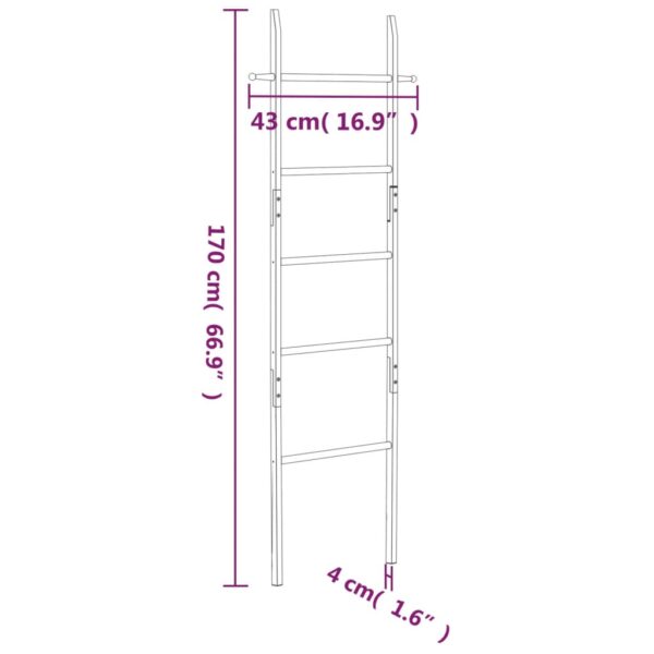 vidaXL Towel Ladder 66.9" Solid Wood Walnut - Image 6