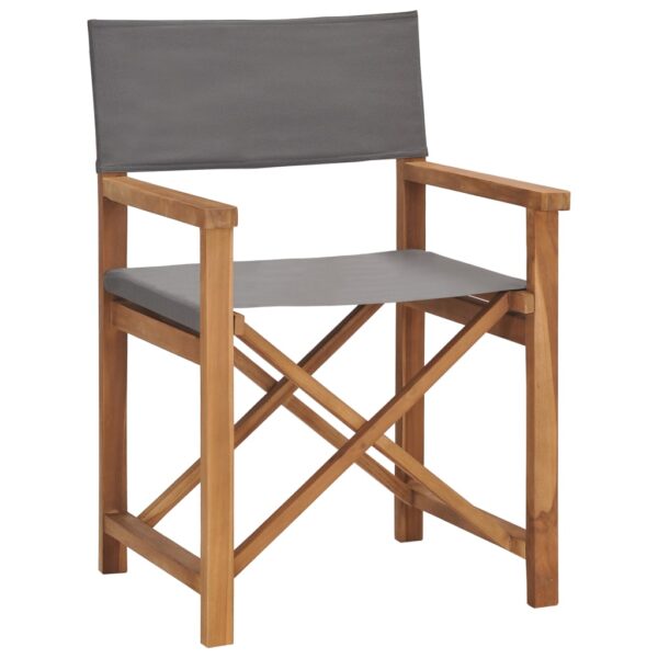 vidaXL Director's Chairs 2 pcs Solid Teak Wood Gray - Image 3