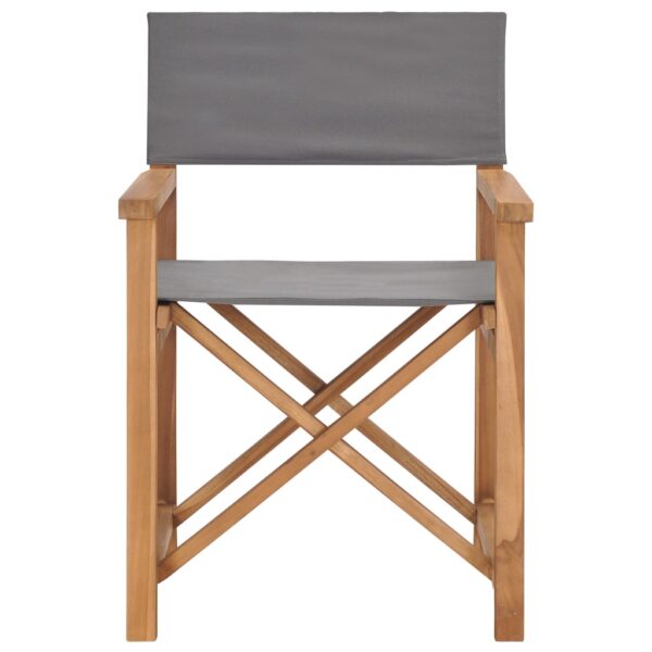 vidaXL Director's Chairs 2 pcs Solid Teak Wood Gray - Image 4