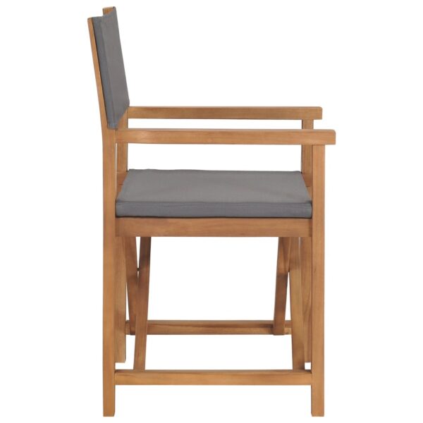 vidaXL Director's Chairs 2 pcs Solid Teak Wood Gray - Image 5