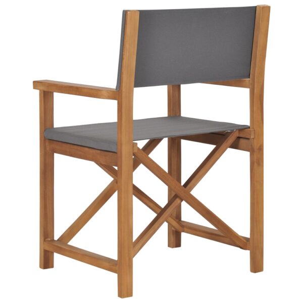 vidaXL Director's Chairs 2 pcs Solid Teak Wood Gray - Image 6